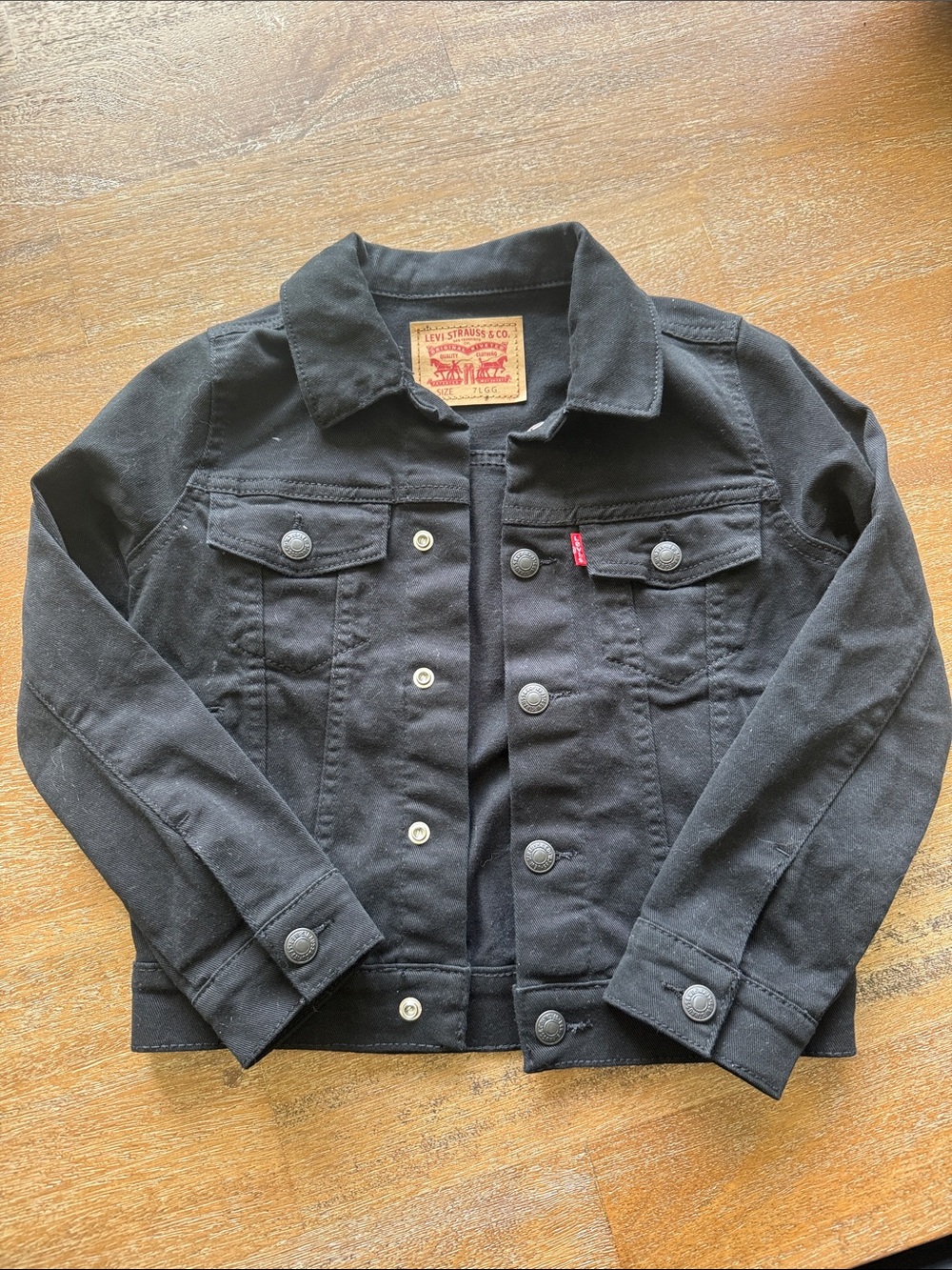 Levi's Kids Black Denim Jacket with Button Front